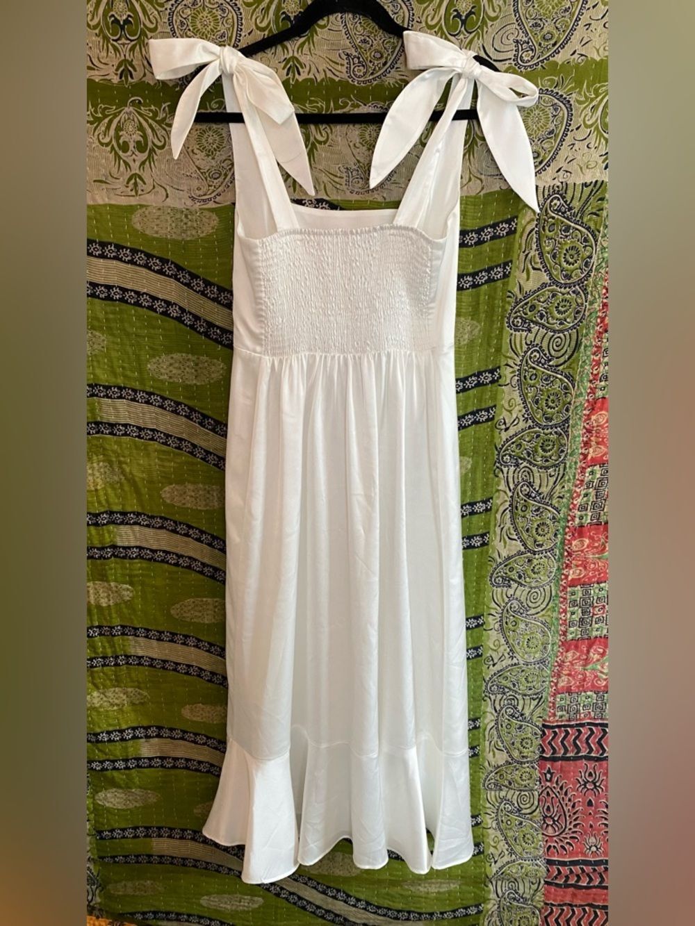 Show Me Your Mumu Ivory Luxe Satin Garden Midi Dress Size Medium Soft Girl - Picture 10 of 14